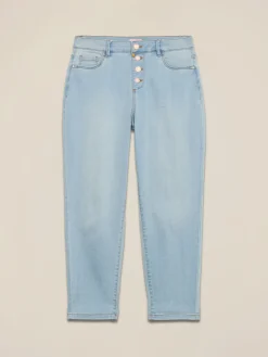 Boyfit-Jeans in Stone-Washed-Optik mit Schmuckknöpfen