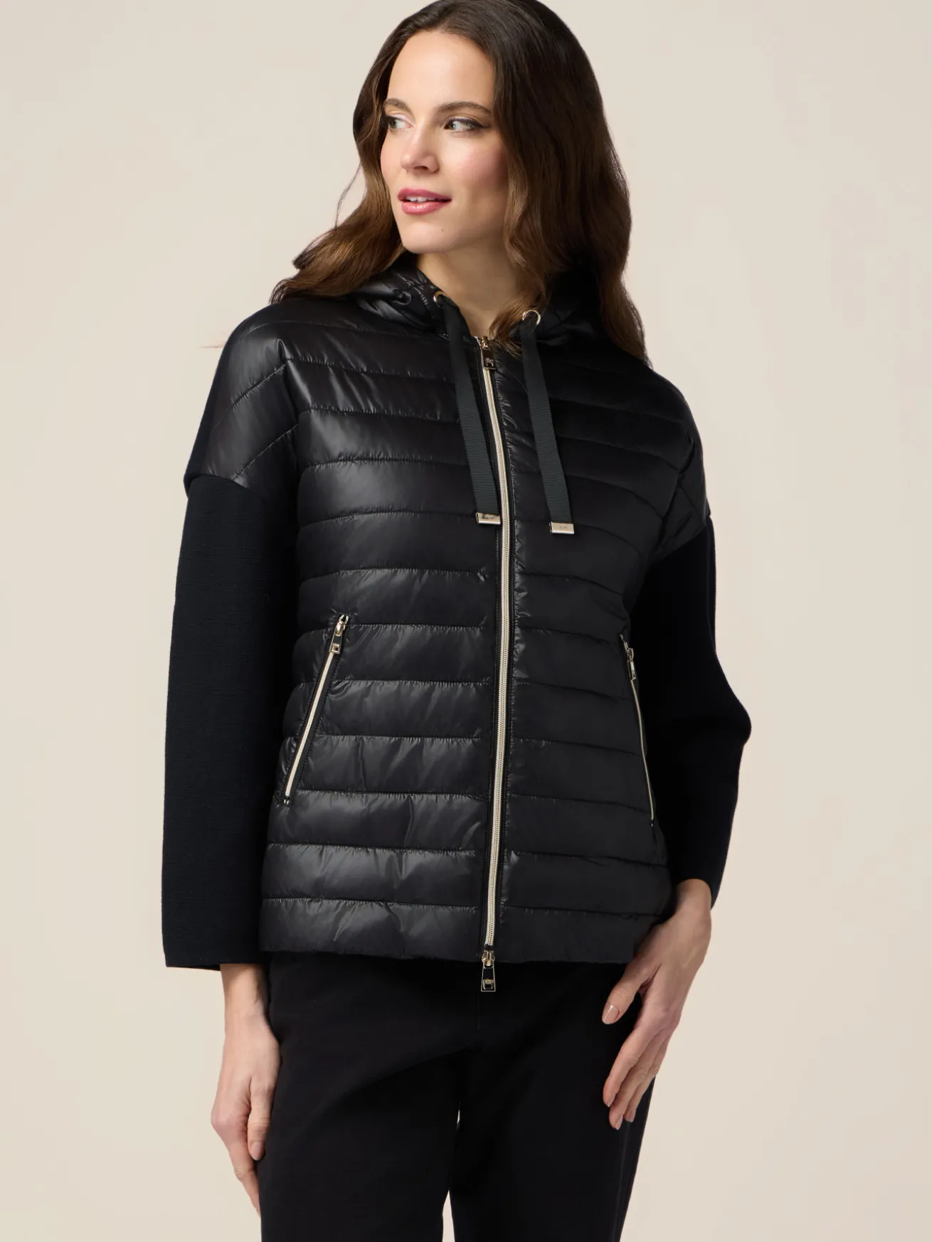 Daunenjacke mit Strickteilen