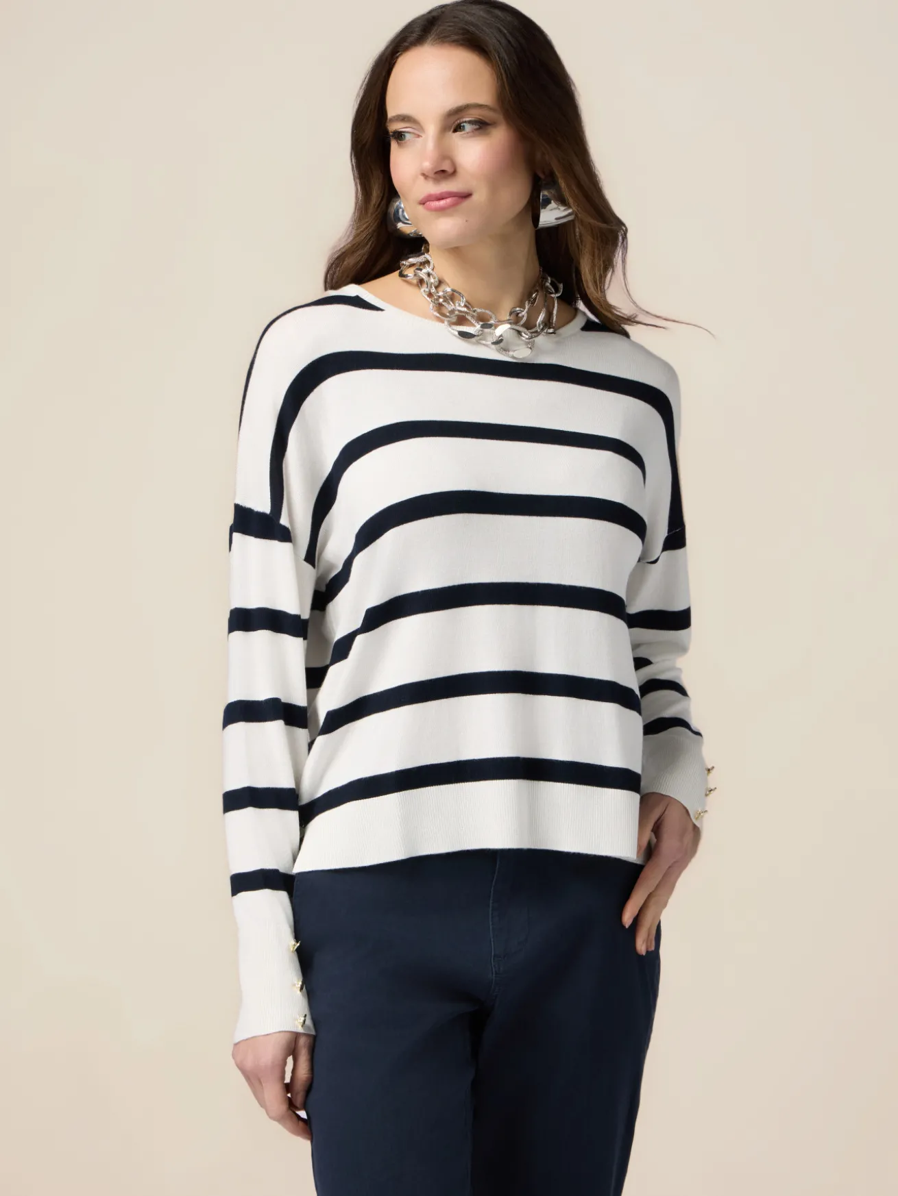 Gestreifter Oversize-Pullover