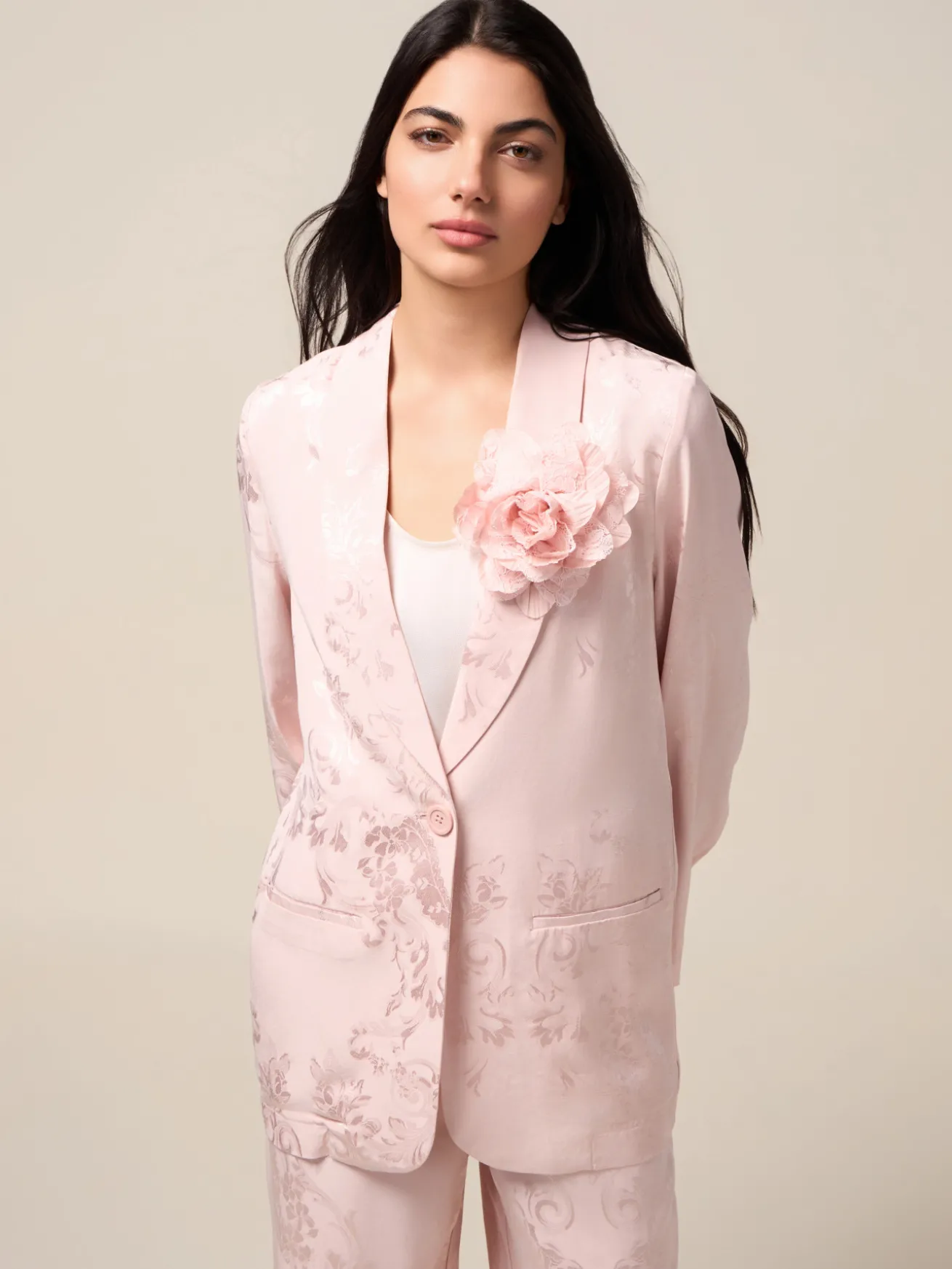 Jacquard-Blazer mit Anstecknadel