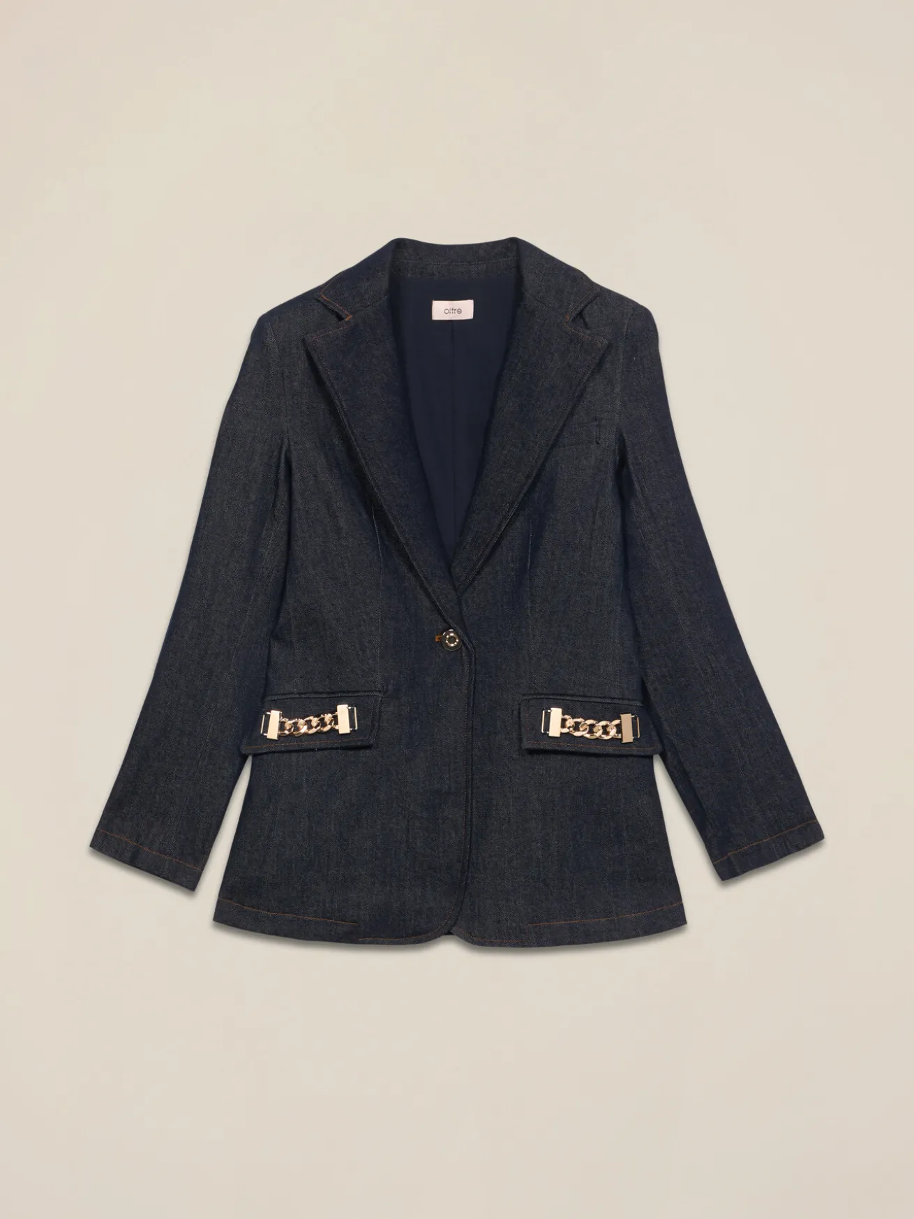 Jeansblazer mit Metallketten
