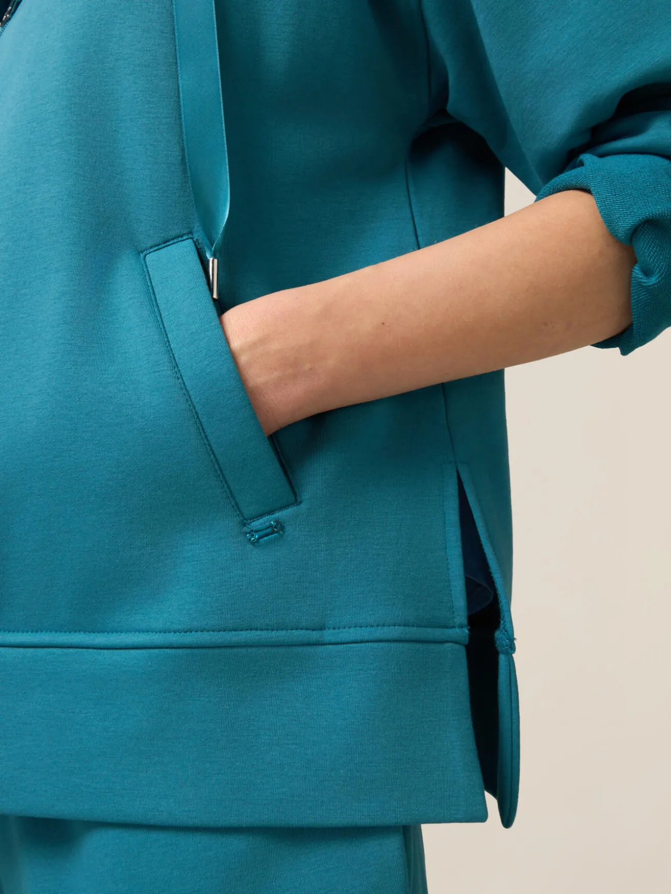Kapuzenpullover aus Baumwollmischung mit Reißverschluss
