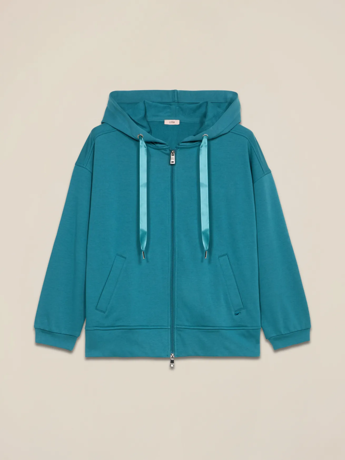 Kapuzenpullover aus Baumwollmischung mit Reißverschluss
