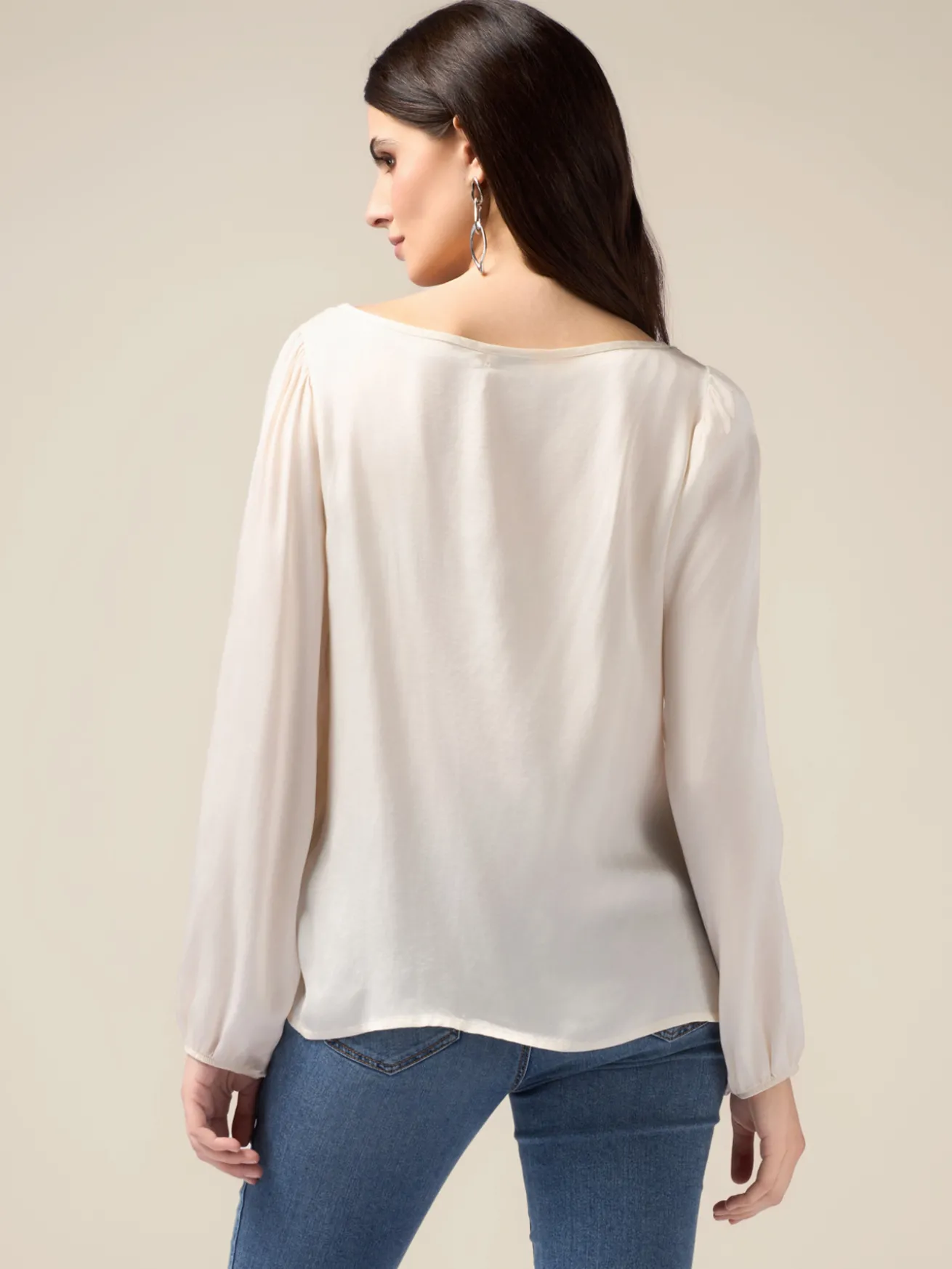 Langarm-Bluse aus Viskose-Satin