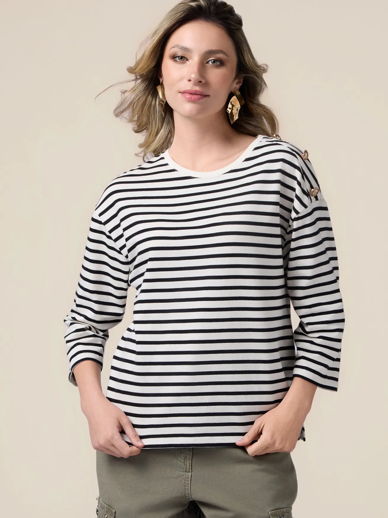 Langarm-T-Shirt aus dickem Baumwollstoff