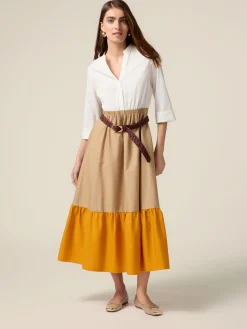 Langes Colour-Block-Kleid