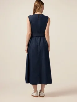 Langes Jeanskleid mit Mikrokristallen
