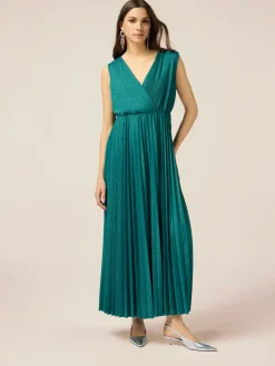 Langes Plissee-Kleid aus Lurex