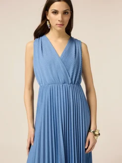 Langes Plissee-Kleid aus Lurex