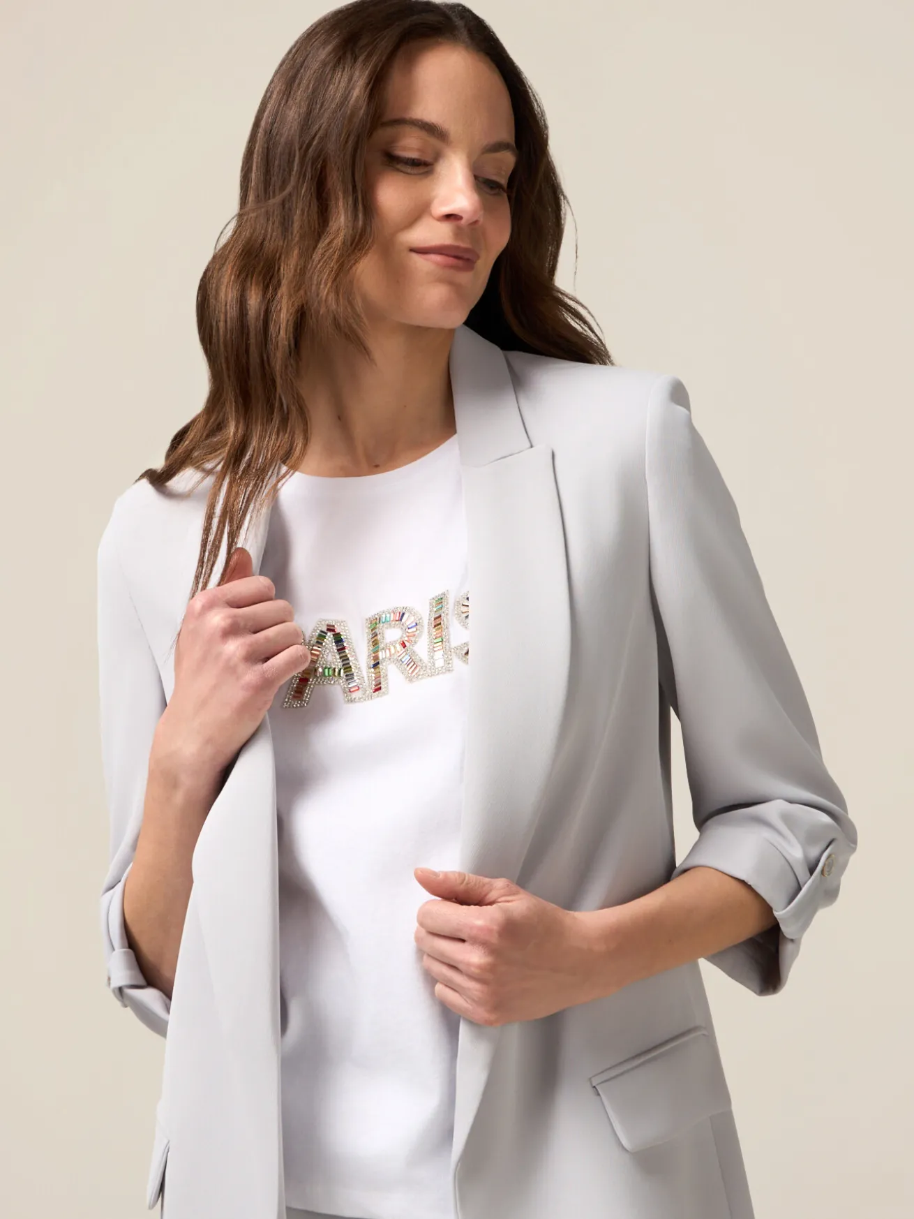 Offener Blazer aus fließendem Stoff