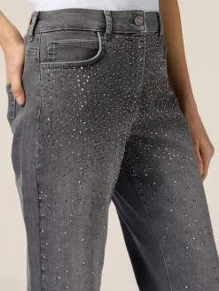 Reguläre Jeans mit Strassapplikationen