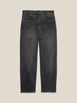 Reguläre Jeans mit Strassapplikationen