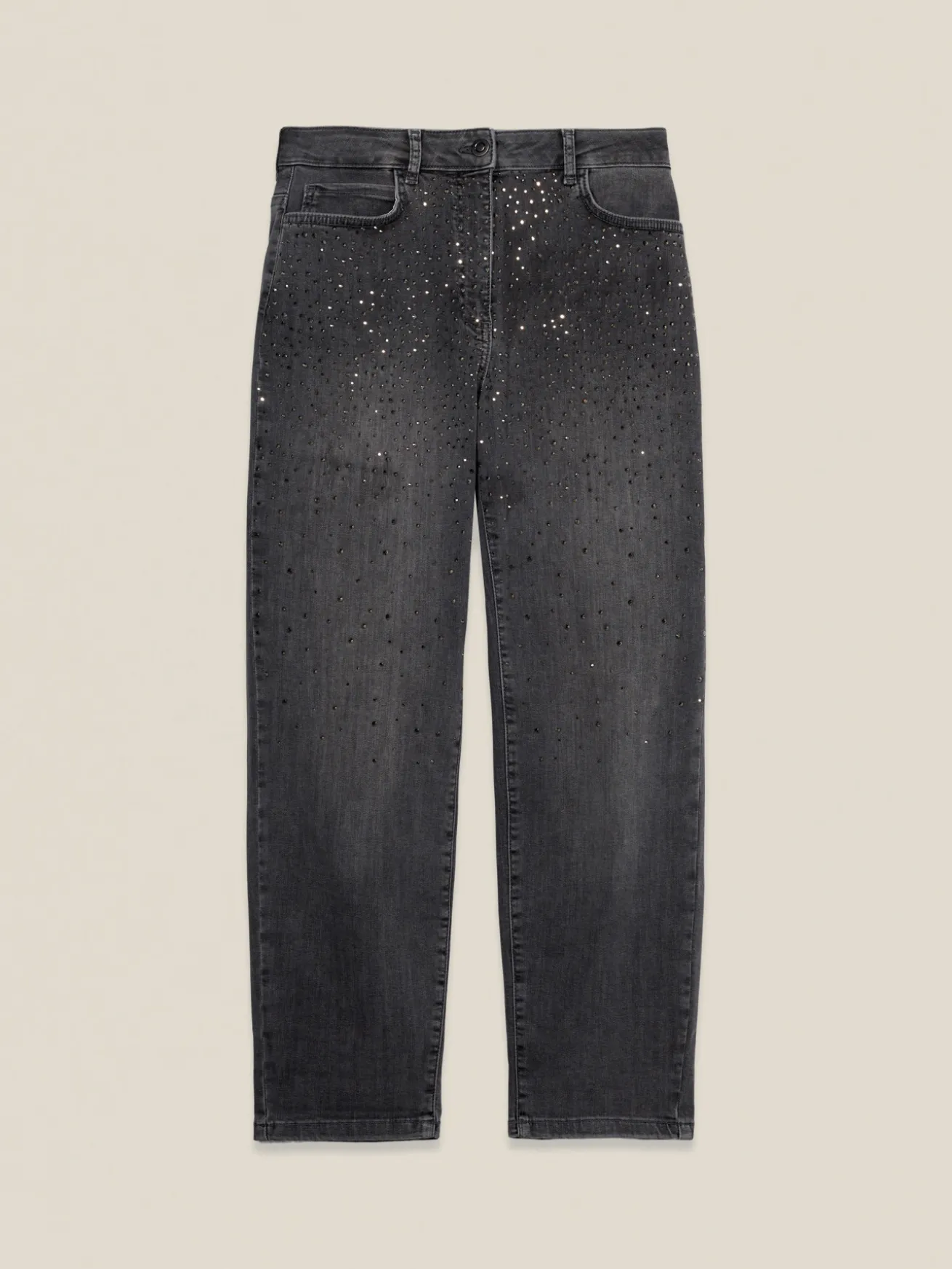 Reguläre Jeans mit Strassapplikationen