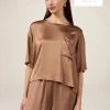 Satinbluse mit Brusttasche