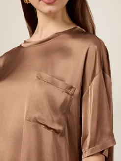 Satinbluse mit Brusttasche
