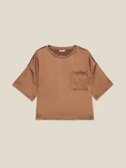Satinbluse mit Brusttasche