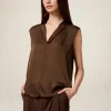 Satin-Bluse mit V-Ausschnitt