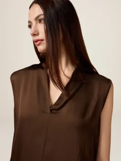 Satin-Bluse mit V-Ausschnitt