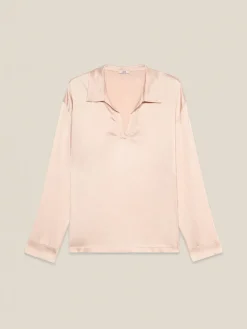 Satin-Bluse mit V-Ausschnitt
