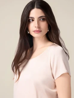 T-Shirt aus Viskose-Satin-Mischung