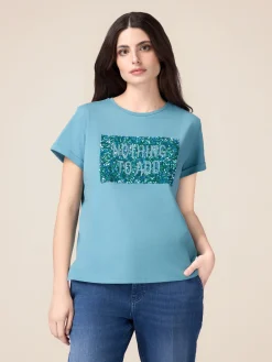 T-Shirt mit Pailletten-Stickerei