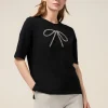T-Shirt mit Strass-Schleife